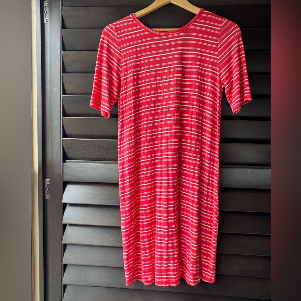 Everly Red And White Stripe Small Tshirt Dress
